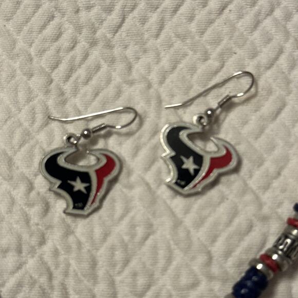 New NFL Houston Texans Beaded Necklace & Earring 3pcs Set Jewelry - Picture 4 of 8